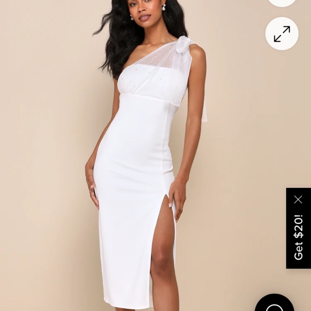 Lulu's Chic White One-Shoulder Dress